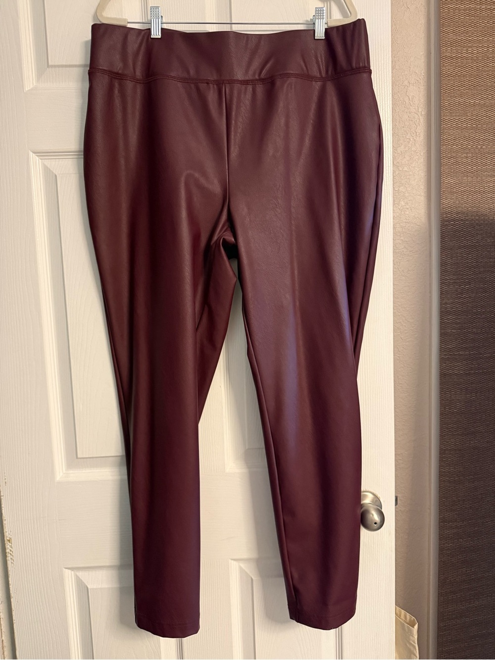 INC International Concepts Faux Leather Skinny Pants — Burgundy